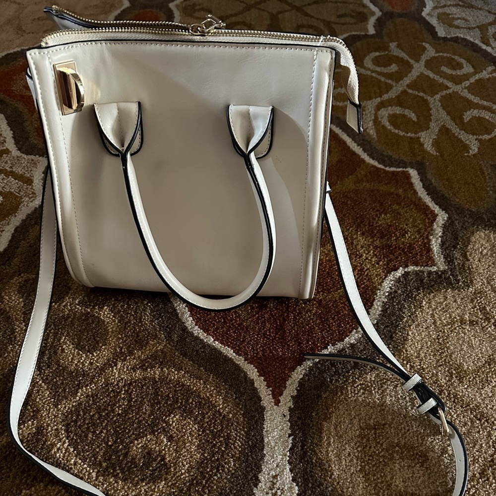 Ivory and black crossbody bag
